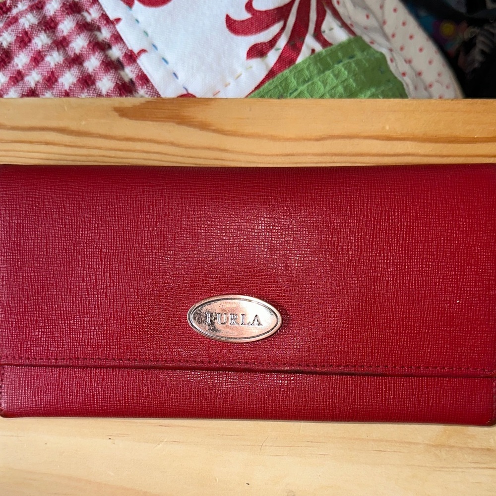 Furla Cherry Red Women's Bifold Wallet Vintage